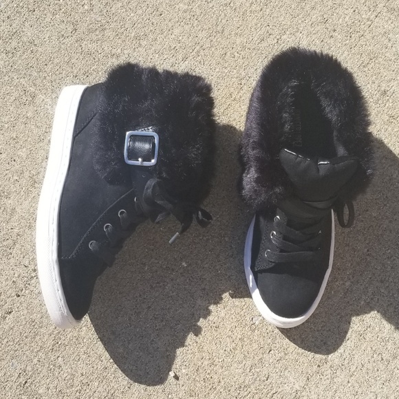 JLO Fur Hi-Top Sneakers - Picture 2 of 7